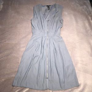 Shorts sleeve blue zipper dress